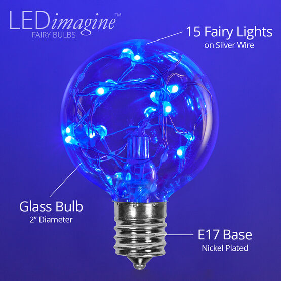Blue 1 Watt E17/C9 Base Novelty Lights 5 Pack LED G50 Outdoor Patio Globe Replacement Bulbs 